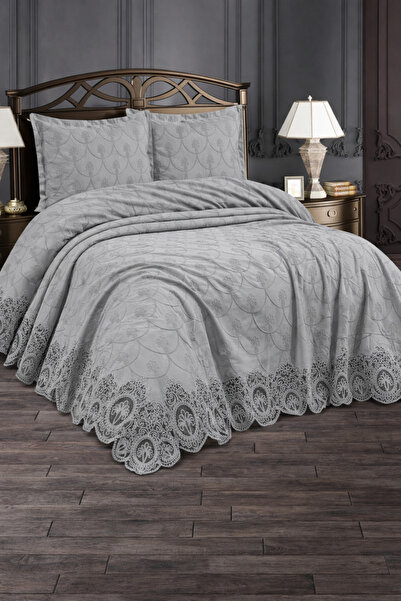 Hig Store Διπλό κάλυμμα κρεβατιού - Γκρι - Geblümt