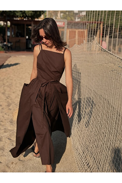 My Blog Brown Thin Straps Double Tie Long Dress - 2011
