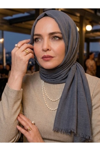 Nazellaa سلسلة أيا من القطن الرقيق باللون الرمادي الدخاني