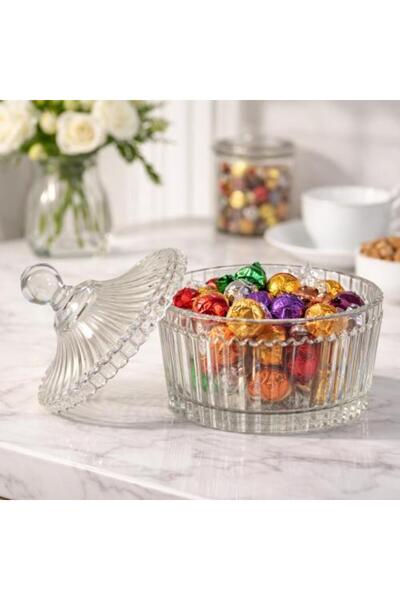 Generic Crystal Bowl with Lid for Serving Sweets and Nuts