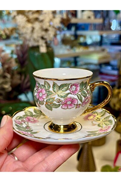 ACAR PEMBE ALTIN TEK KİŞİLİK TÜRK KAHVESİ FİNCANI