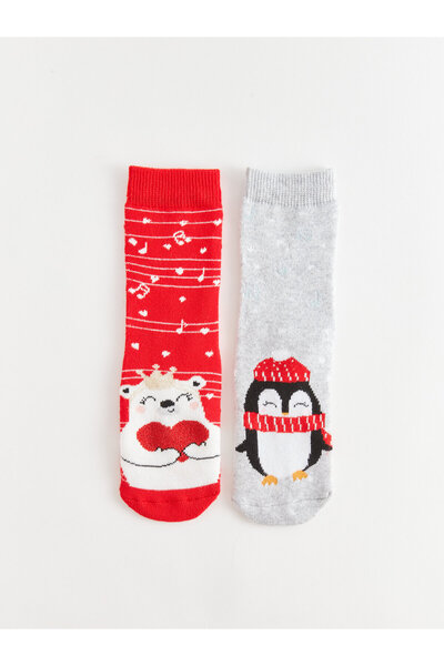 LC Waikiki Patterned Girl's Towel Socks 2-Pack