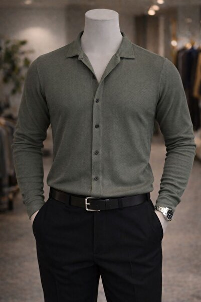 zs zaos fashion Ανδρικό μακρυμάνικο πουκάμισο με υφή, 100% βαμβακερό, στενή ε...