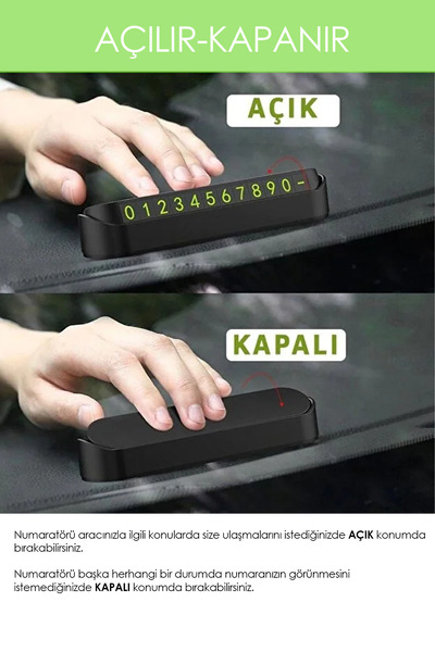 batcell Fosforlu Otomobil Park Numaratörü Açılır Kapanabilir Telefon Numarası Parktel