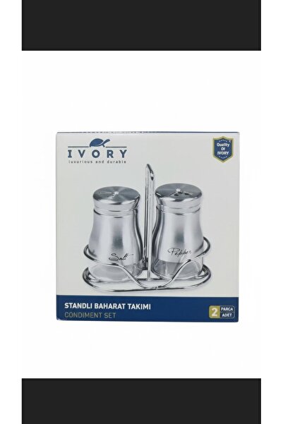 IVORY 2 lı yarı metal yarı cam tuzluk seti