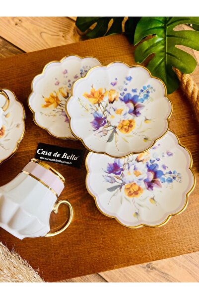 CASA DE BELLA GOLD YALDIZLI 6 KİŞİLİK PORSELEN KAHVE FİNCANI