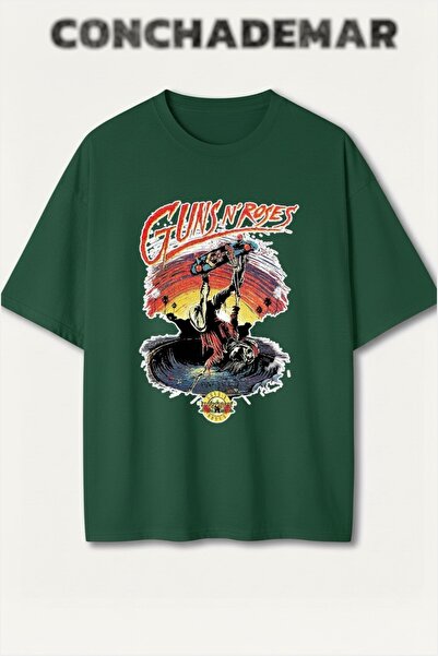 Vordevia Guns N' Roses Printed Premium Oversized Cotton Lu T-Shirt