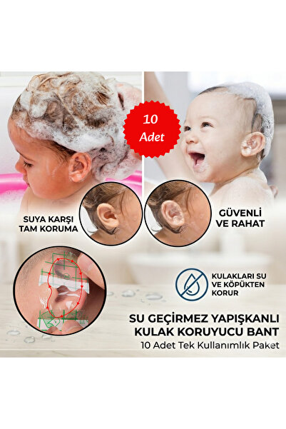 Doori Su Geçirmez Yapışkanlı Kulak Koruyucu Bant | Duş için Bebek & Çocuk Ban...