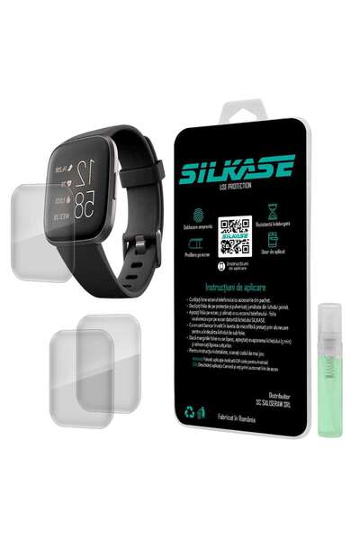 SILKASE Σετ 3 Ολόσωμων Μεμβρανών Σιλικόνης για Fitbit Versa 2 (36mm), Γυαλιστ...