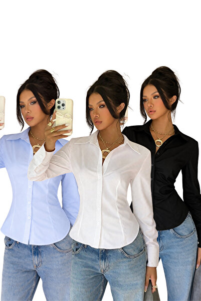 COOL TARZ Cămașă exclusivă pentru femei, slim fit, luxoasă, cu un aspect mini...