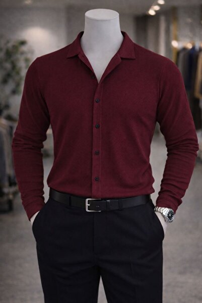 zs zaos fashion Ανδρικό μακρυμάνικο πουκάμισο με υφή, 100% βαμβακερό, στενή ε...