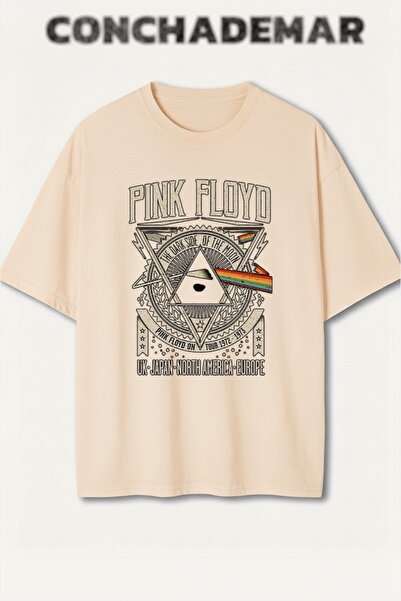 Vordevia Tricou din bumbac premium supradimensionat cu imprimeu Pink Floyd