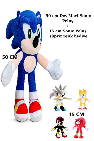 Pofika SONIC Peluş 50 cm DEV PELUŞ Alana 15 CM JUNIOR SONIC PELUŞ HEDİYE.