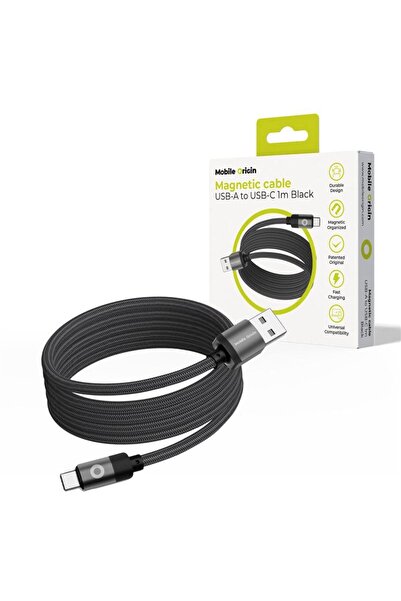 Mobile Origin Cablu Magnetic Πατενταρισμένο Γνήσιο USB-A σε USB-C, 1μ, Μαύρο