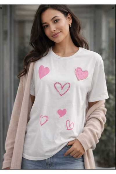 DİMA Κοντομάνικο μπλουζάκι με λαιμόκοψη με πέτρα καρδιάς