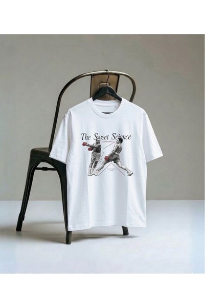 LORVEX Boxing Digital Printed Unisex Oversize Fit Adult T-Shirt Cotton Long L...