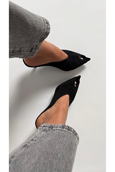 Naz Luxury Shoes SUENO HAKİKİ DERİ TOPUKLU TERLİK SİYAH