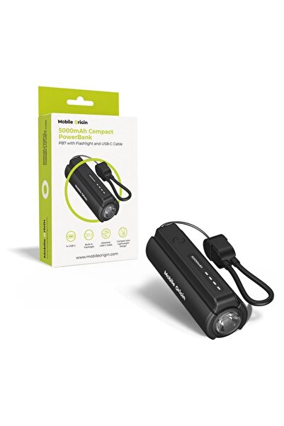 Mobile Origin Συμπαγής Εξωτερική Μπαταρία PB7 5000mAh με Φακό και Καλώδιο USB-C
