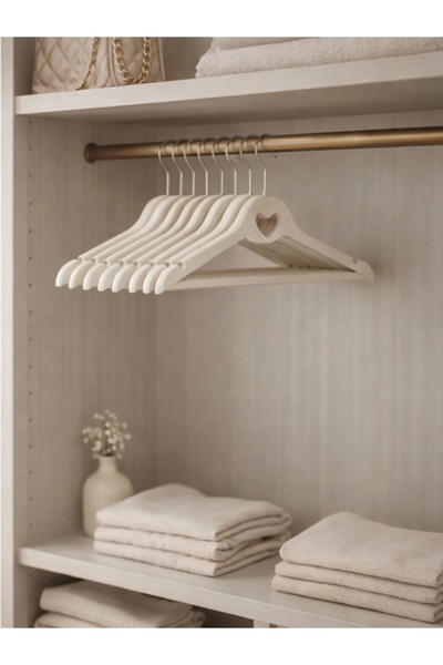 Vichy Αντιολισθητικές κρεμάστρες ρούχων 5 τεμαχίων 42,5 εκ. – Κρεμ Χρώμα Κομψ...