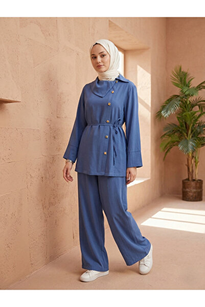 Lunsera Store بدلة بنطلون بأزرار متقاطعة - نديجو