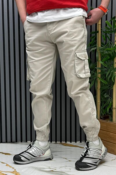 WAFRA بنطلون رجالي من الكتان والليكرا والغاباردين مع جيوب كارجو (6 جيوب)