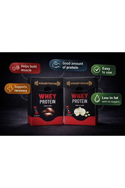 Armstrong Whey Protein Sachets – Cocoa Flavor (12 Sachets)