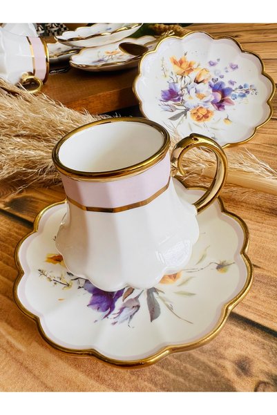 CASA DE BELLA Gold Star 6 Person Porcelain Coffee Cup