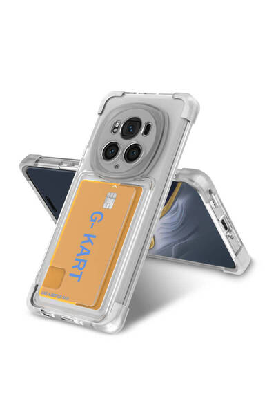 bovinox Honor Magic 6 Pro Kartlıklı Şeffaf Köşe Korumalı Kart Bölmeli Darbe E...