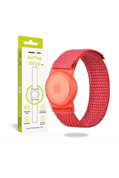 Mobile Origin Husa si curea Strap compatibila cu Apple AirTag Red