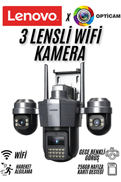 LENOVO x Opticam W11CZ Smart Adaptörlü Wifi Kamera 256gb hafıza kartı desteği...