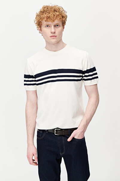 PAULMARK Ανδρικό πλεκτό μπλουζάκι με ριγέ λαιμόκοψη