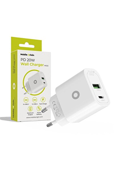 Mobile Origin Încărcător de rețea MO12, USB/USB-C, PD 20W, Alb