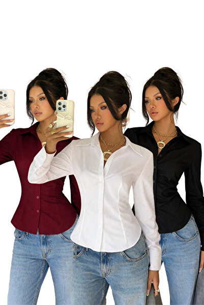 COOL TARZ Cămașă exclusivă pentru femei, slim fit, luxoasă, cu un aspect mini...