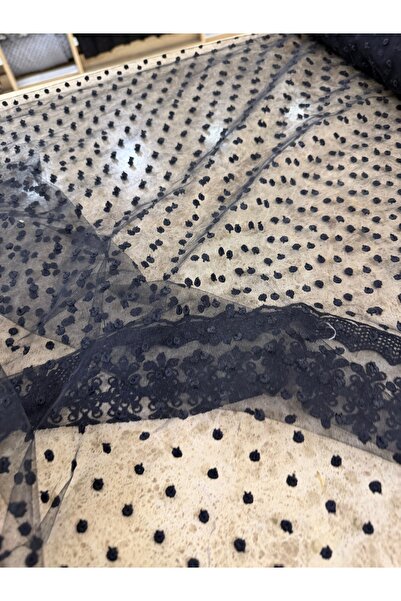 METERİAL Ύφασμα από μαύρο τούλι με διακοσμητικές κορδέλες και στίγματα - Για ...