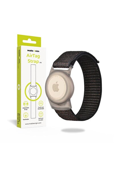 Mobile Origin Husa si curea Strap compatibila cu Apple AirTag Black