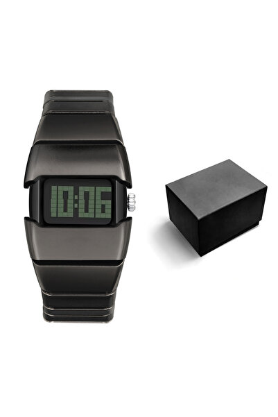 Tessero Men's Digital Watch Matte Black, Futuristic Armor Design, Green LED D...