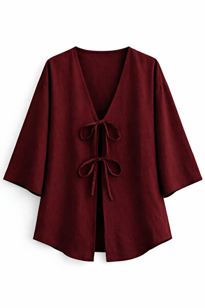 SevdeUgur Κιμονό & καφτάνι - Βουργουνδία - Απλό