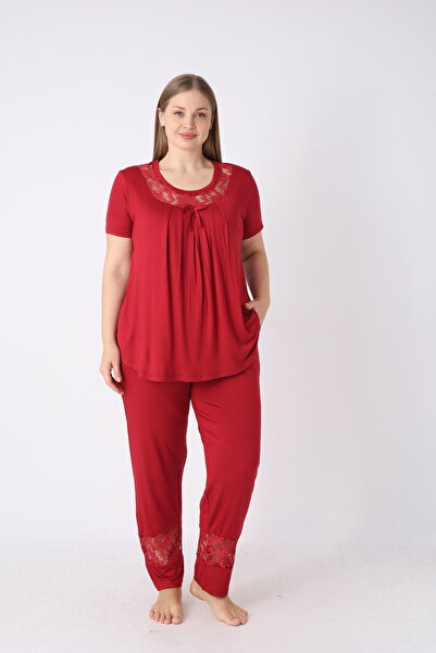 JENİKA Γυναικεία κοντομάνικη πιτζάμα από βισκόζη σε μεγάλο μέγεθος, κομψά μον...