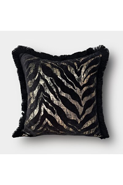 Lidoma Home "Zebra" Püsküllü Kırlent Kılıfı - 45x45 - Gold