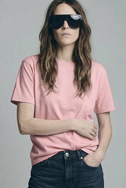 GIA - ART Γυναικείο μπλουζάκι Basic oversized Ροζ – Λαιμόκοψη ποδηλάτου, Άνετ...