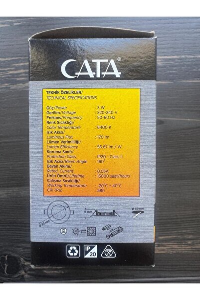 OFAS ENERJİ Cata CT-5144-B OFAS Panel LED Slim Yuvarlak 3 W Beyaz Işık Beyaz Gövde