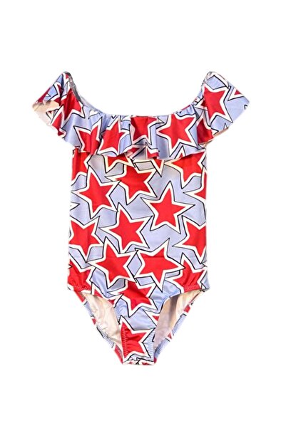 LOOK ME Pop-Art Star Figured Flounce Girls' Swimsuit