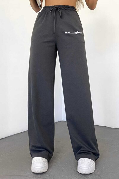 Le Vion Γυναικείο φαρδύ παντελόνι φόρμας με λεπτομέρεια εκτύπωσης, φαρδύ, υπε...