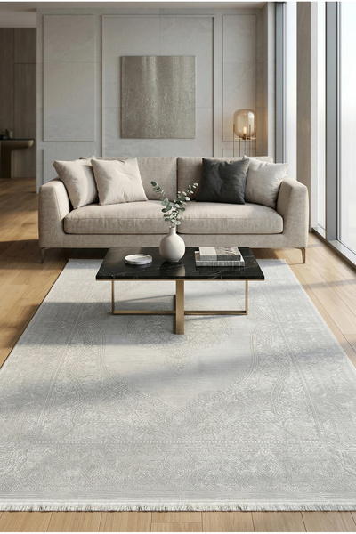 WOOLEN HOME Çırağan Koleksiyonu Mikrofiber İplik Jüt Taban Lüks Halı