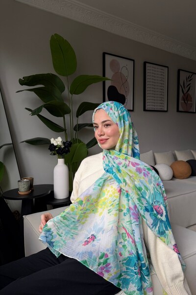 diorel Fresh Bloom Koton Şal-Yeşil