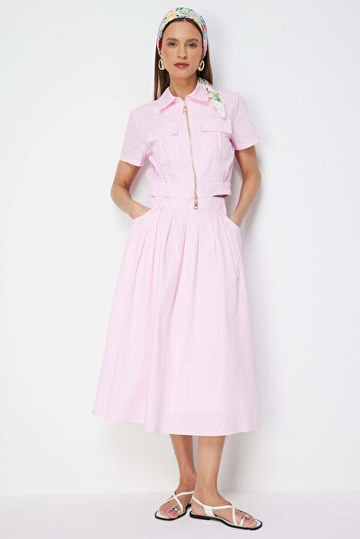 ON Βαμβακερή φούστα Ekol ριγέ μήκους midi