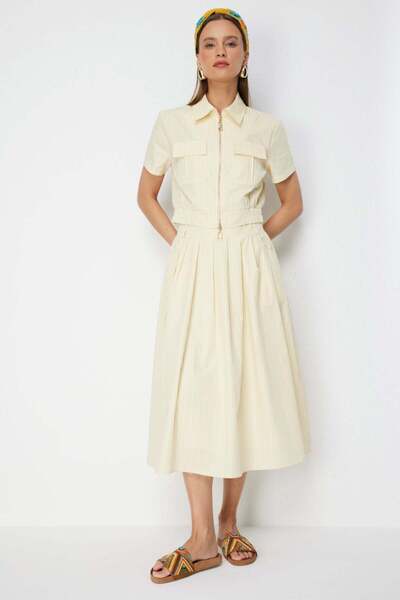 ON Βαμβακερή φούστα Ekol ριγέ μήκους midi