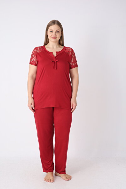 JENİKA Γυναικεία κοντομάνικη πιτζάμα από βισκόζη σε μεγάλο μέγεθος, κομψά μον...