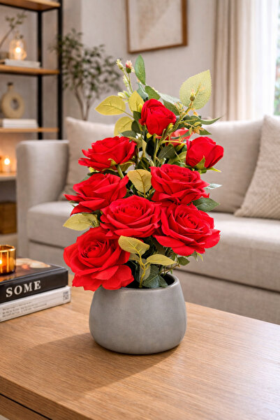 ENG PARTİ DÜNYASI Artificial Rose Arrangement – Decorative Flower with Cerami...