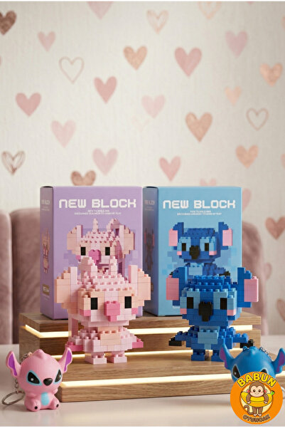 Bricks Stitch 4'lü Hediye Seti Mikro Blok Lego Figürler + Squishy Anahtarlık ...